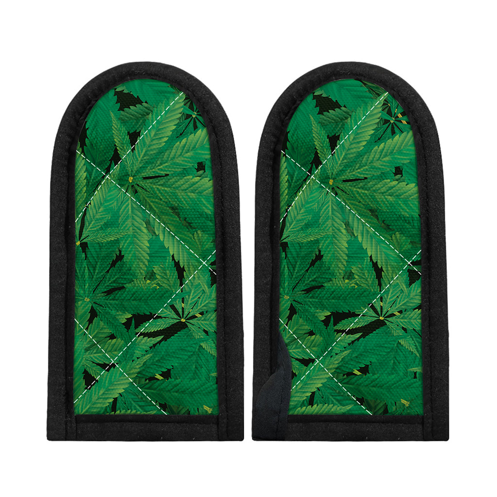 Green Marijuana Leaf Print Skillet Handle Cover
