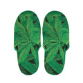 Green Marijuana Leaf Print Slippers