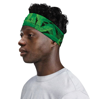 Green Marijuana Leaf Print Sports Headband