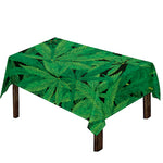 Green Marijuana Leaf Print Tablecloth
