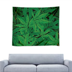 Green Marijuana Leaf Print Tapestry
