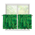 Green Marijuana Leaf Print Tier Curtains