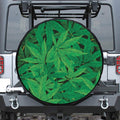 Green Marijuana Leaf Print Tire Cover
