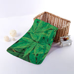 Green Marijuana Leaf Print Towel