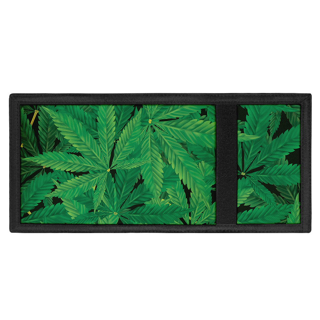 Green Marijuana Leaf Print Trifold Wallet