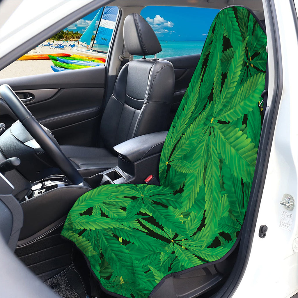 Green Marijuana Leaf Print Waterproof Car Seat Cover