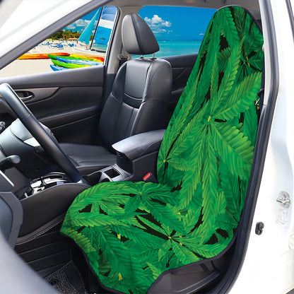 Green Marijuana Leaf Print Waterproof Car Seat Cover