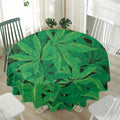 Green Marijuana Leaf Print Waterproof Round Tablecloth
