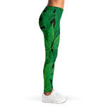 Green Marijuana Leaf Print Women's Leggings