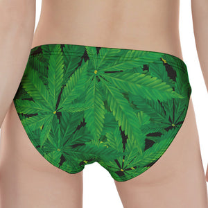 Green Marijuana Leaf Print Women's Panties