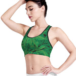Green Marijuana Leaf Print Women's Sports Bra