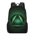 Green Masonic Eye Print 17 Inch Backpack