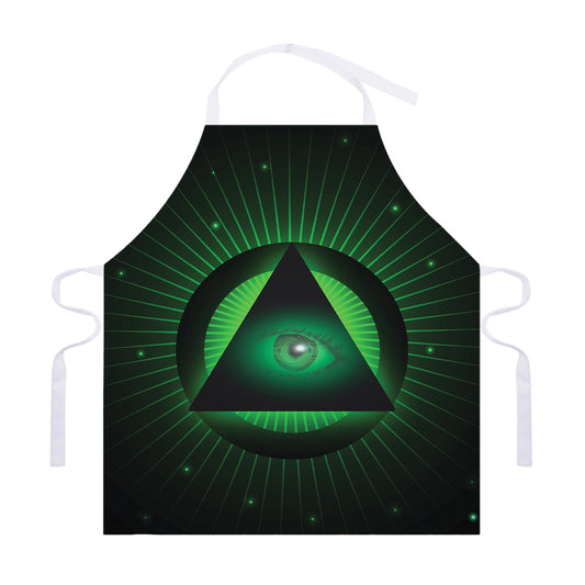 Green Masonic Eye Print Adjustable Apron