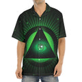 Green Masonic Eye Print Aloha Shirt
