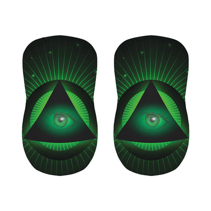Green Masonic Eye Print Bar Stool Covers