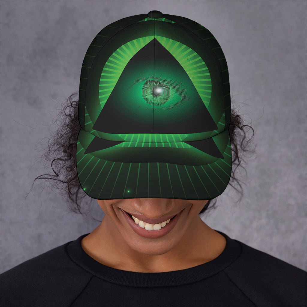Green Masonic Eye Print Baseball Cap