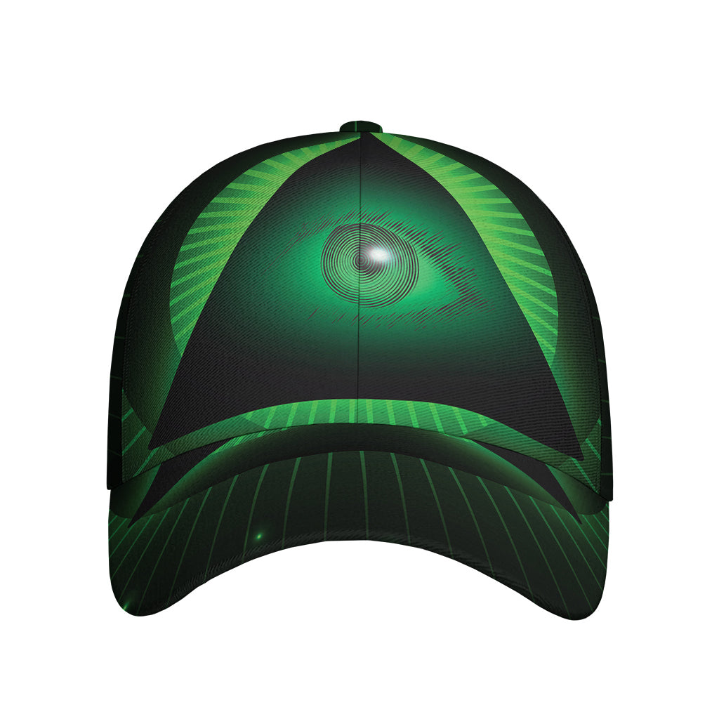 Green Masonic Eye Print Baseball Cap