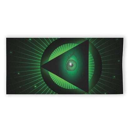 Green Masonic Eye Print Beach Towel