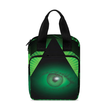 Green Masonic Eye Print Bible Tote Bag