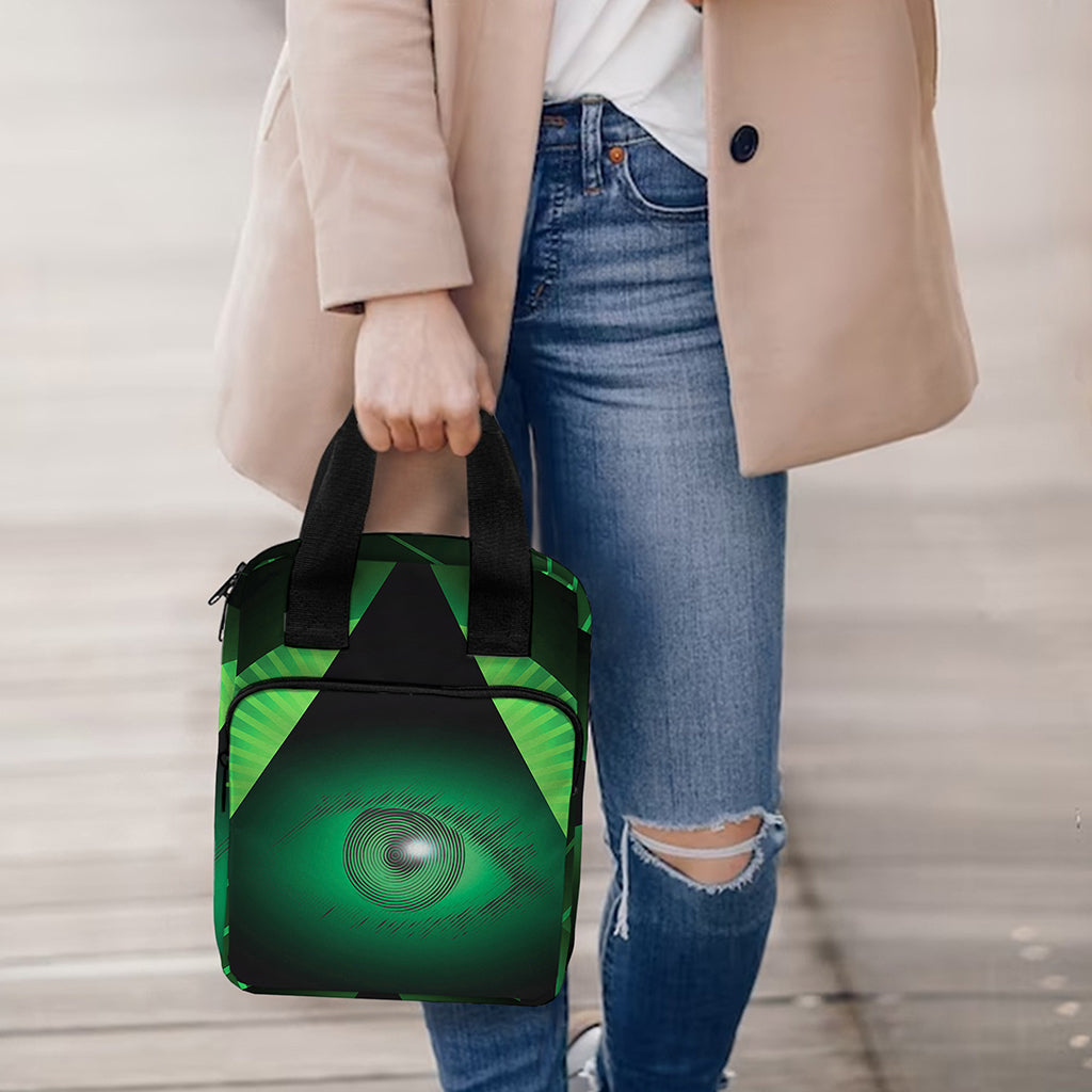 Green Masonic Eye Print Bible Tote Bag