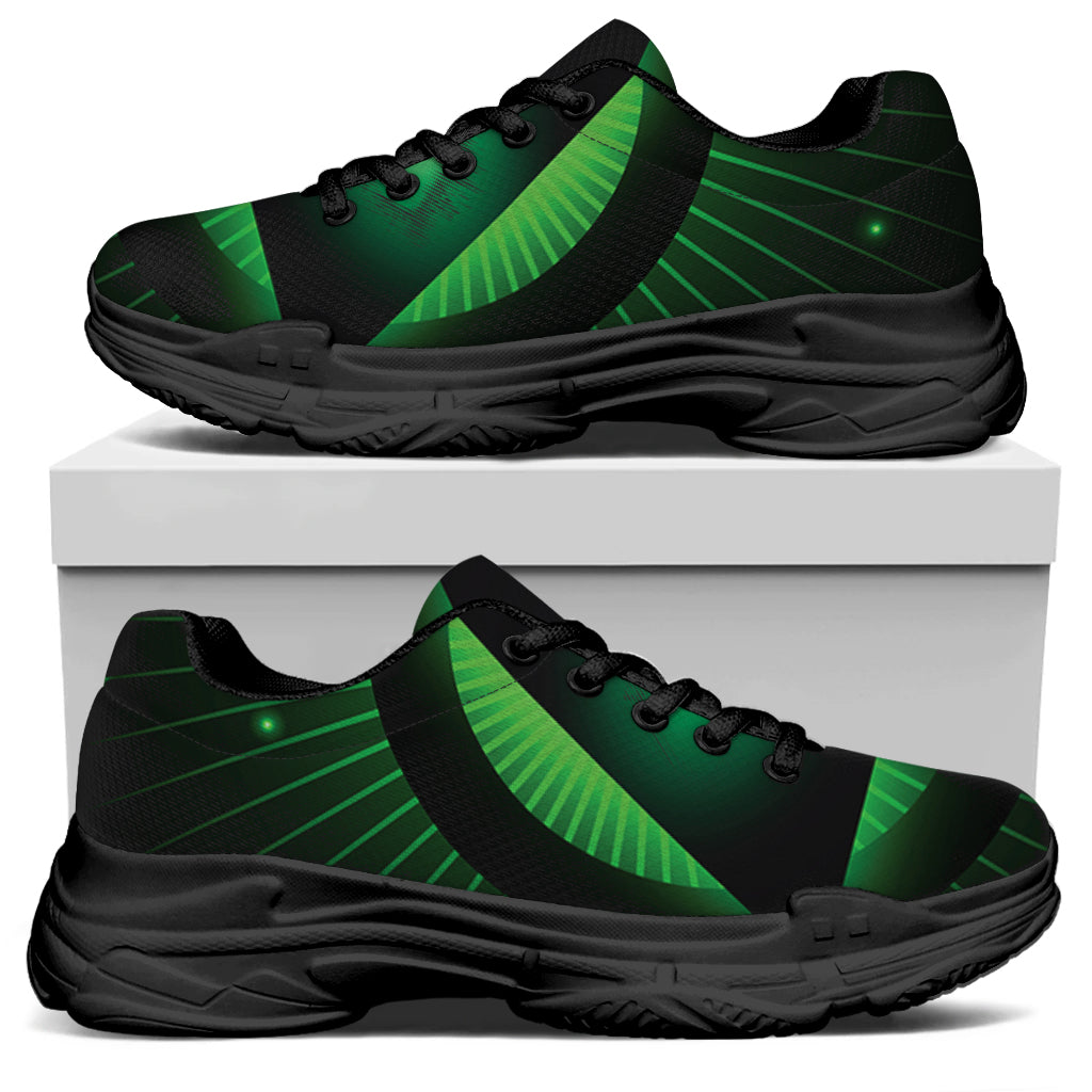 Green Masonic Eye Print Black Chunky Shoes