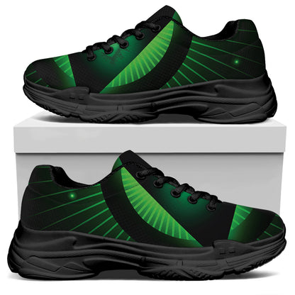 Green Masonic Eye Print Black Chunky Shoes