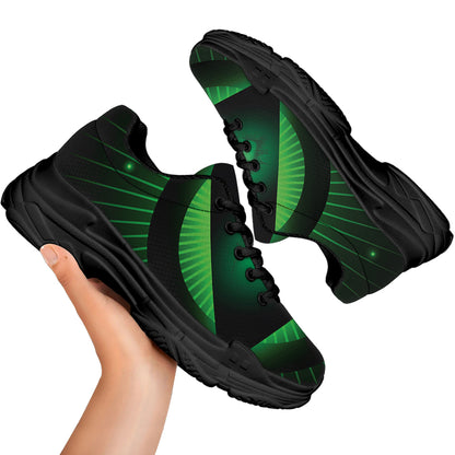 Green Masonic Eye Print Black Chunky Shoes