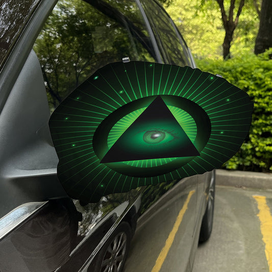 Green Masonic Eye Print Car Side Mirror Covers