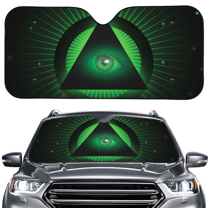 Green Masonic Eye Print Car Windshield Sun Shade