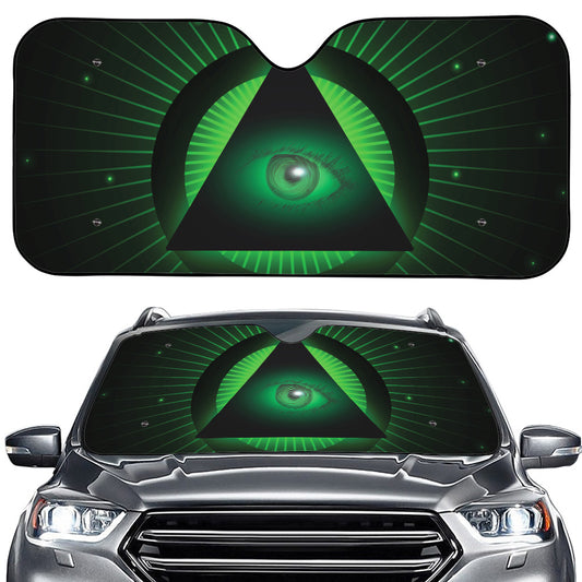 Green Masonic Eye Print Car Windshield Sun Shade