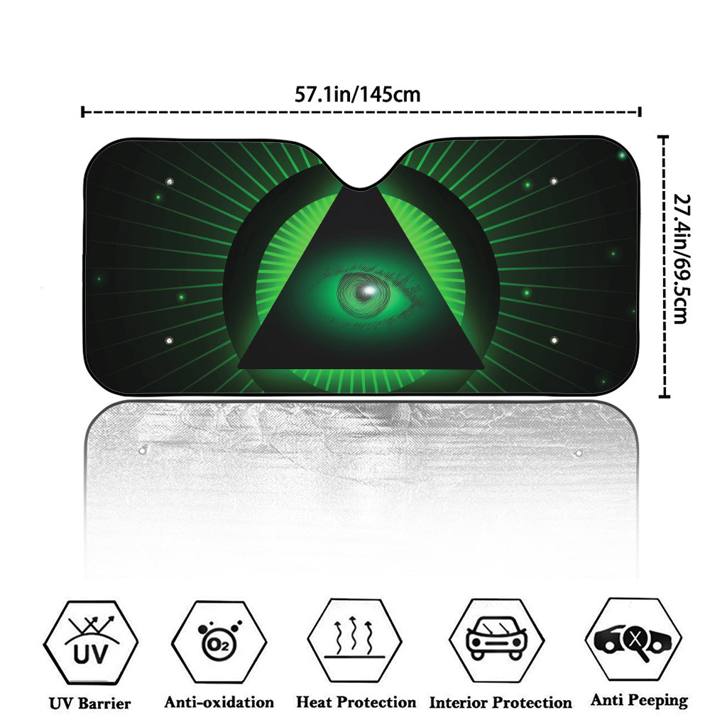 Green Masonic Eye Print Car Windshield Sun Shade