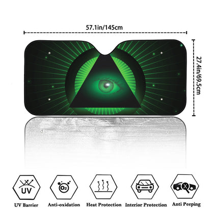 Green Masonic Eye Print Car Windshield Sun Shade
