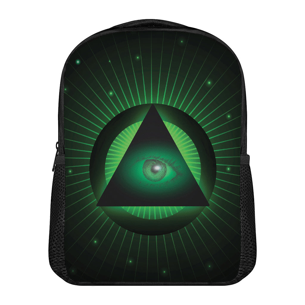 Green Masonic Eye Print Casual Backpack