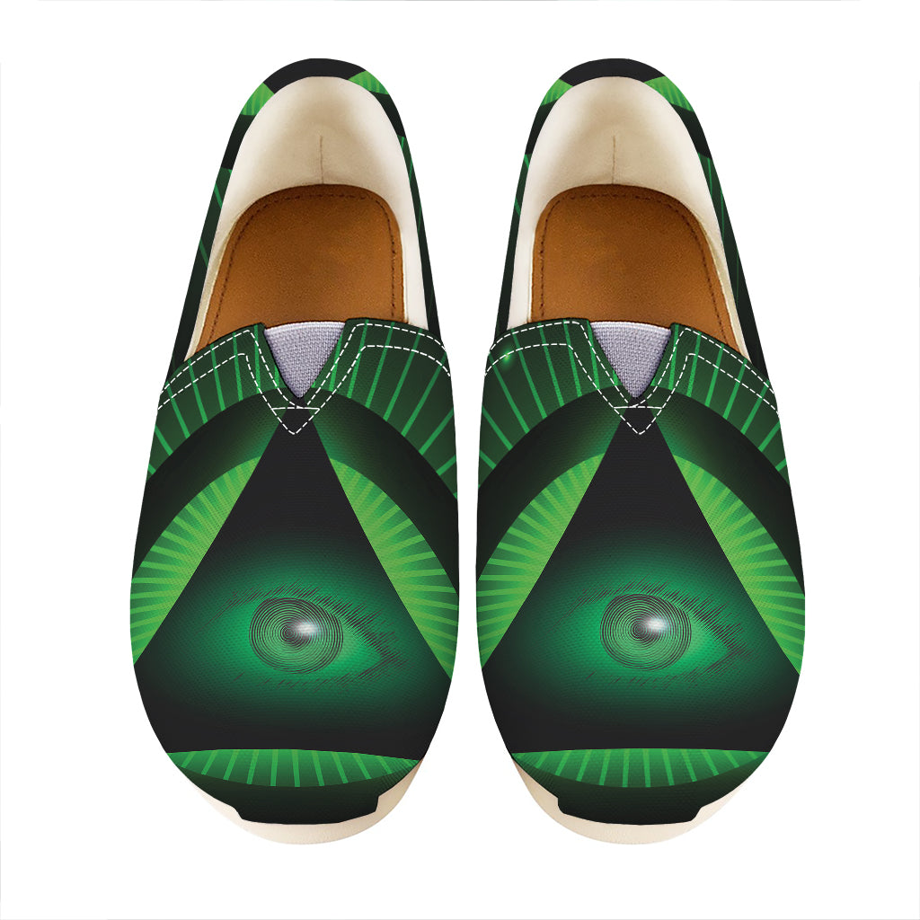 Green Masonic Eye Print Casual Shoes