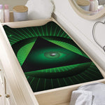 Green Masonic Eye Print Changing Pad Cover