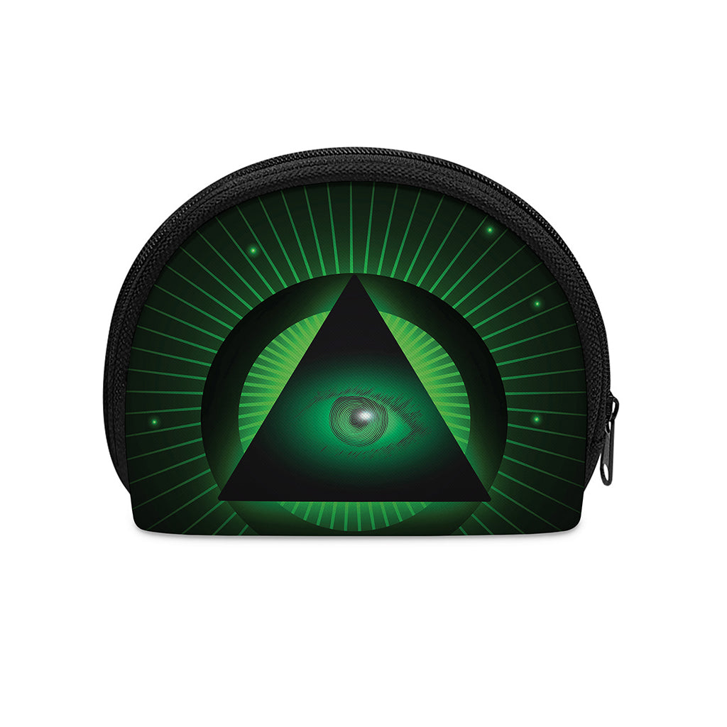 Green Masonic Eye Print Coin Purse