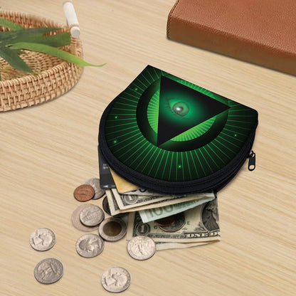 Green Masonic Eye Print Coin Purse