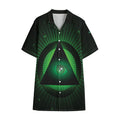 Green Masonic Eye Print Cotton Hawaiian Shirt