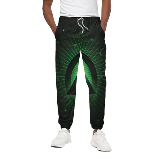 Green Masonic Eye Print Cotton Pants