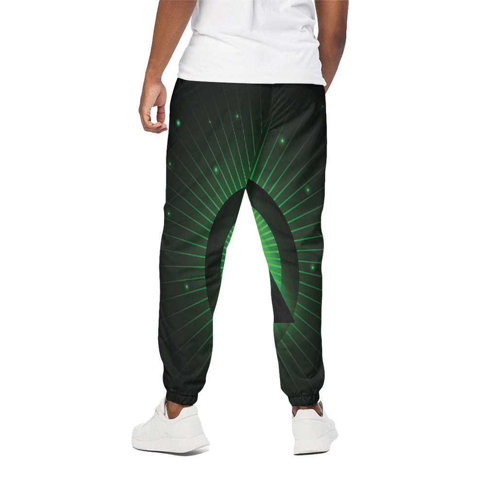 Green Masonic Eye Print Cotton Pants