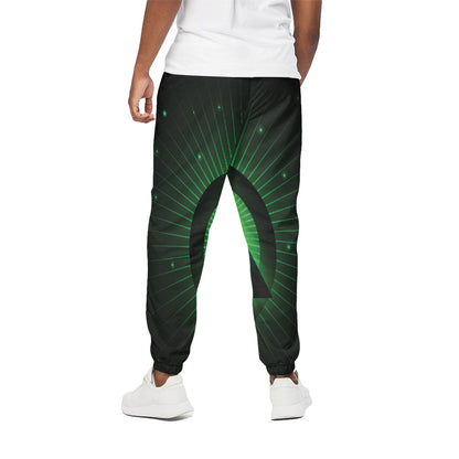 Green Masonic Eye Print Cotton Pants