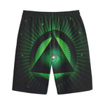 Green Masonic Eye Print Cotton Shorts