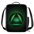 Green Masonic Eye Print Crossbody Lunch Bag