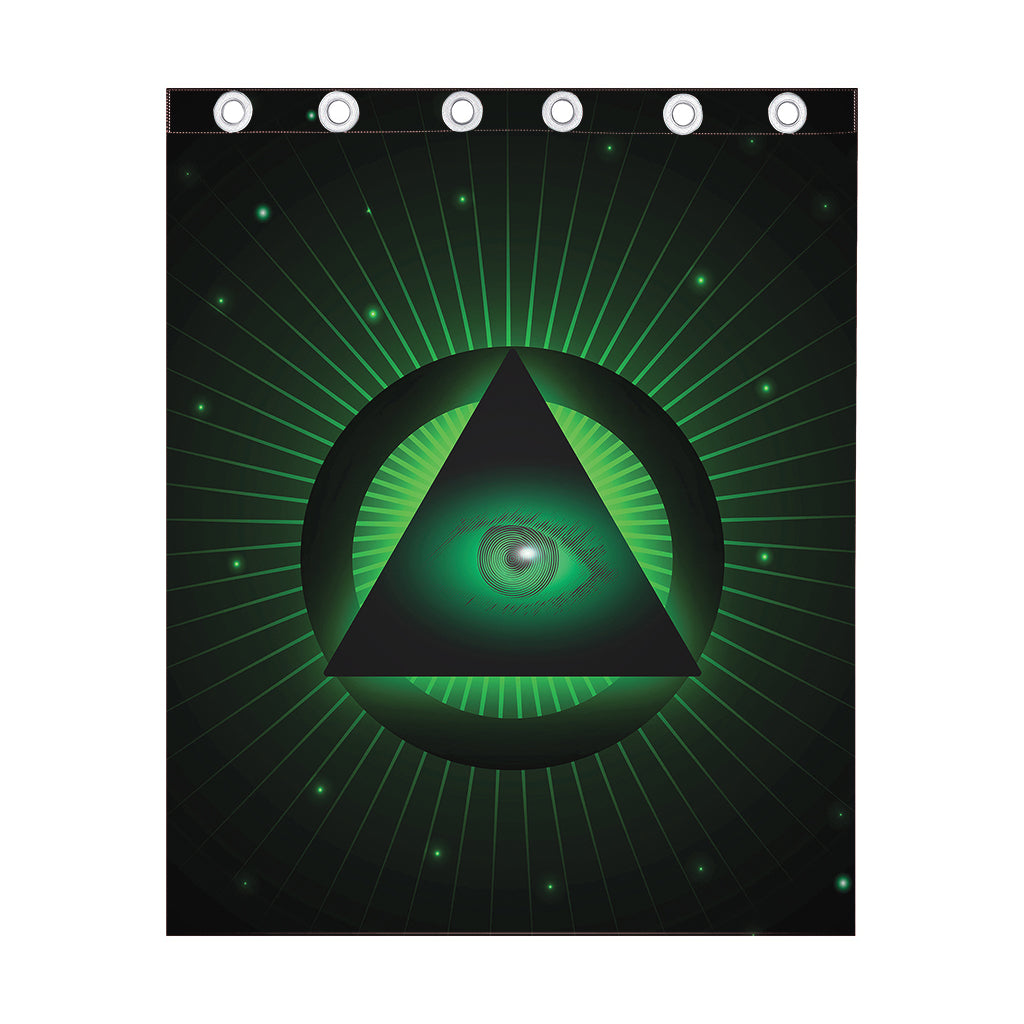 Green Masonic Eye Print Curtain