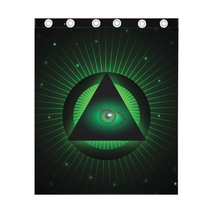 Green Masonic Eye Print Curtain