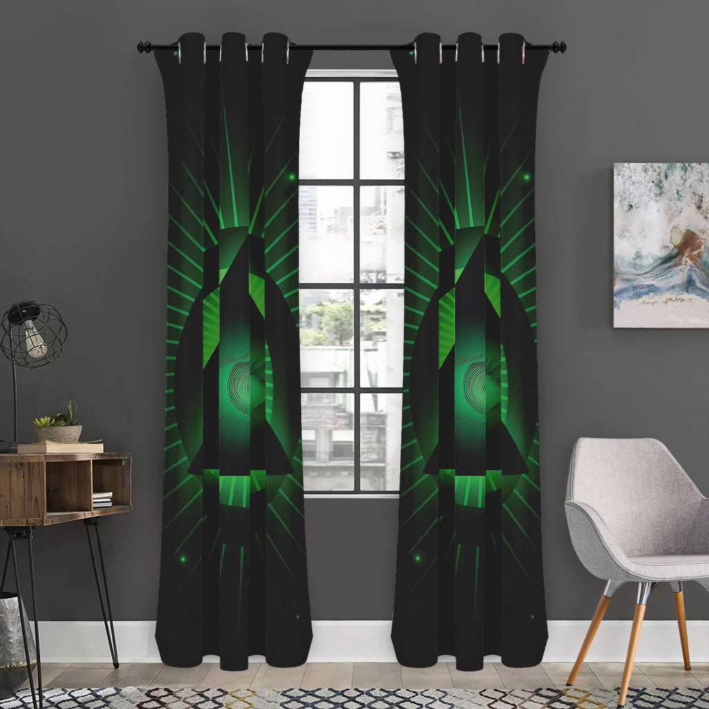Green Masonic Eye Print Curtain