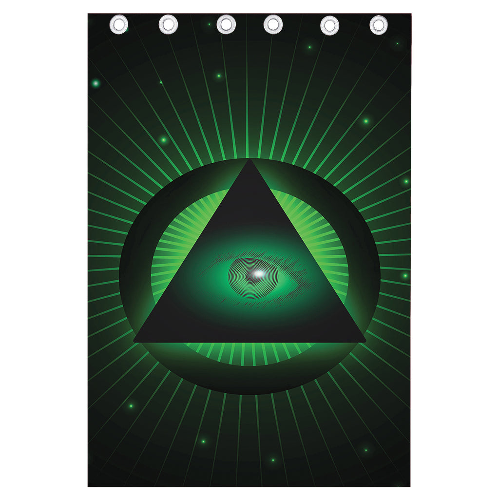 Green Masonic Eye Print Curtain