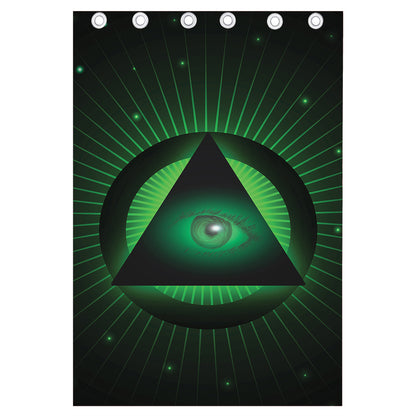 Green Masonic Eye Print Curtain
