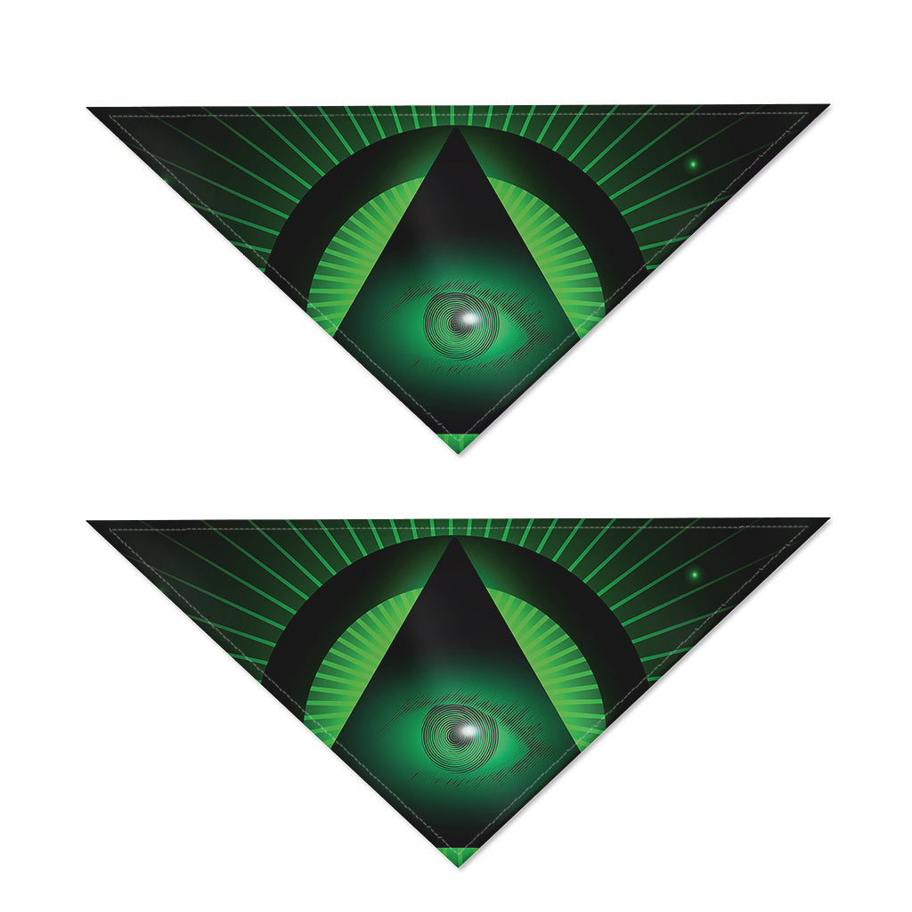 Green Masonic Eye Print Dog Bandana