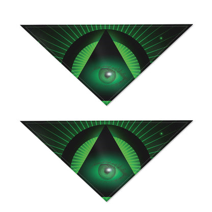 Green Masonic Eye Print Dog Bandana